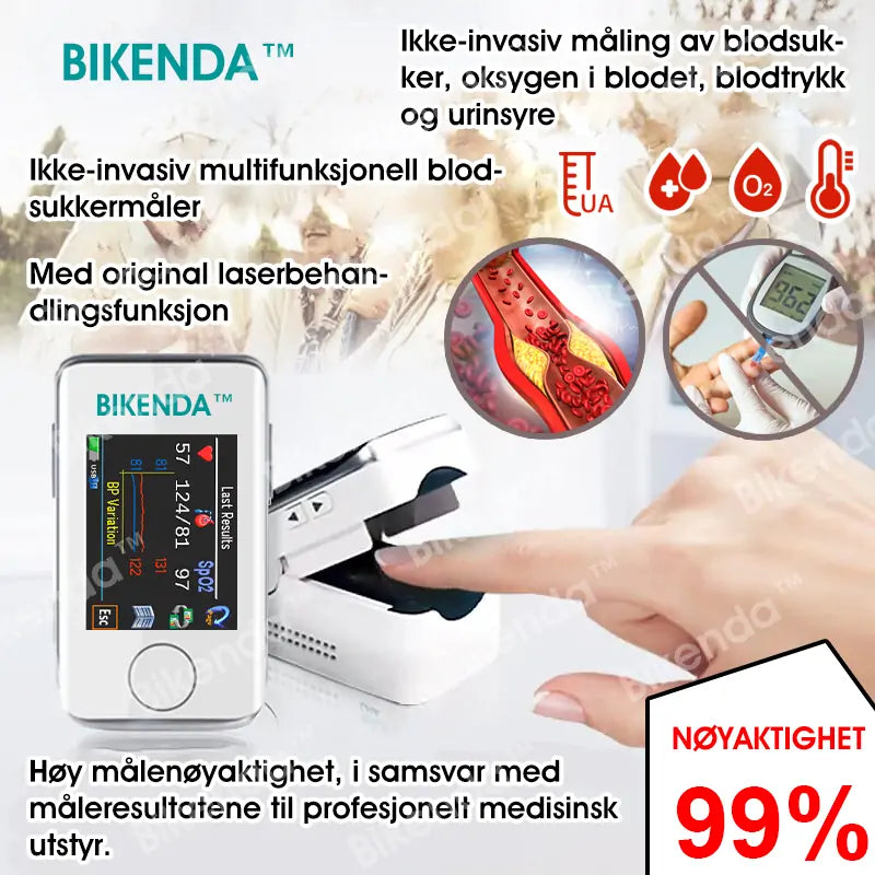 Bikenda™ Ikke-Invasive Blodsukkermåler – Oppnå 99,9% Nøyaktighet & Motta en Eksklusiv Gave!