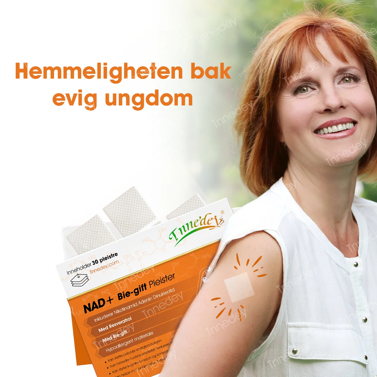 Tnnedey® NAD+ Biegiftplaster – Ultimate Hudfornyelse & Energiboost (Siste dag med rabatt: 75%) ⚡👩🔬