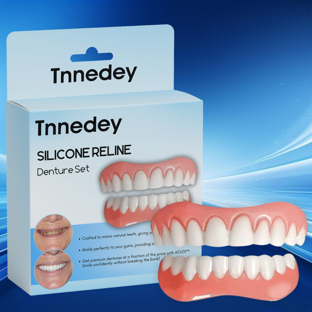 🦷💙Siste dag med rabatt - 🎁Tnnedey™ Silikon Reline Protesesett – Komfortabel og Langvarig Tilpasning 😁✨